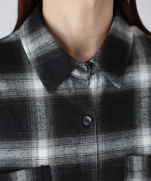 Riberry（リベリー）の「オンブレチェックオーバーサイズシャツ（シャツ/ブラウス・レディース・ブラウン系/ブラック系・FREE）」の6枚目の写真