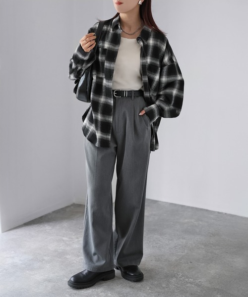 Riberry（リベリー）の「オンブレチェックオーバーサイズシャツ（シャツ/ブラウス・レディース・ブラウン系/ブラック系・FREE）」の12枚目の写真