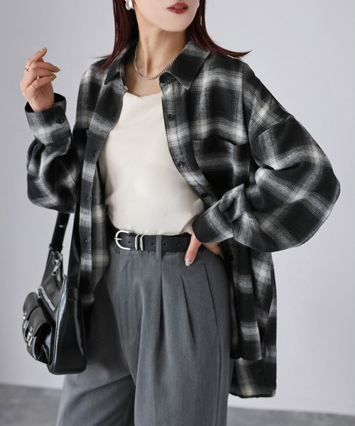Riberry（リベリー）の「オンブレチェックオーバーサイズシャツ（シャツ/ブラウス・レディース・ブラウン系/ブラック系・FREE）」の17枚目の写真