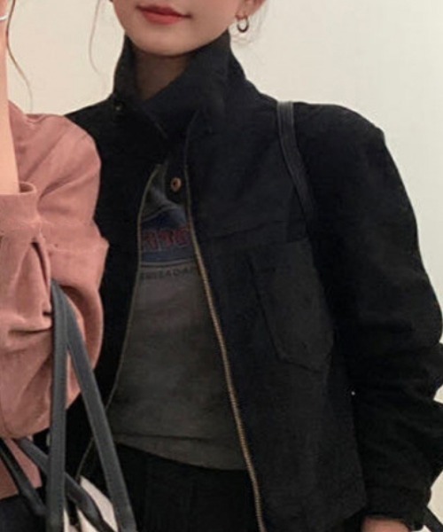 FREE STYLISTS(フリー スタイリスト)の「YUGA_YGMC Suede stand-neck jacket(ブルゾン・レディース・ブラック/キャメル/ブラウン/オフホワイト・FREE)」の13枚目の写真