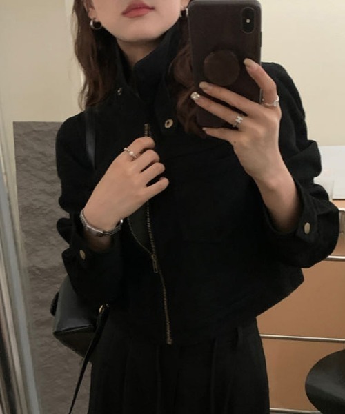 FREE STYLISTS(フリー スタイリスト)の「YUGA_YGMC Suede stand-neck jacket(ブルゾン・レディース・ブラック/キャメル/ブラウン/オフホワイト・FREE)」の12枚目の写真