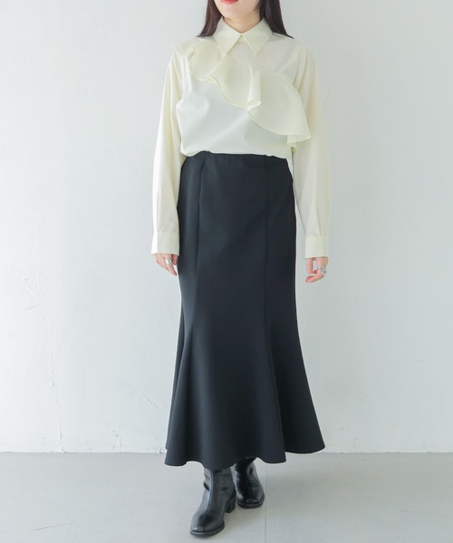 HER CLOSET(ハークローゼット)の「【HER CLOSET】25AW新作 フリルシャツブラウス FRILL SHIRT BLOUSE(シャツ/ブラウス・レディース・ブラック/アイボリー/ライトベージュ・MEDIUM)」の11枚目の写真