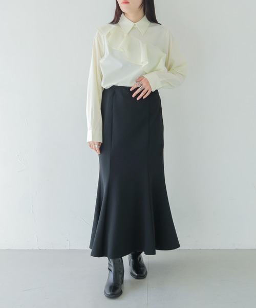 HER CLOSET(ハークローゼット)の「【HER CLOSET】25AW新作 フリルシャツブラウス FRILL SHIRT BLOUSE(シャツ/ブラウス・レディース・ブラック/アイボリー/ライトベージュ・MEDIUM)」の12枚目の写真