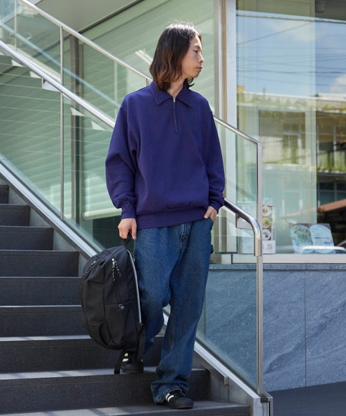 Healthknit(ヘルスニット)の「Healthknit/ヘルスニット Classic Sweat Collared Half Zip スタンダードウェイト ハーフジップスウェット(スウェット・メンズ・ブラック/グレー/ネイビー・L/XL/M)」の4枚目の写真