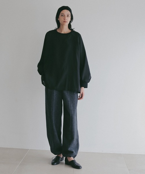 MANOF(マノフ)の「SHEER LAYERED CUT TOPS(スウェット・レディース・ブラック/ホワイト/ピンク・F)」の8枚目の写真