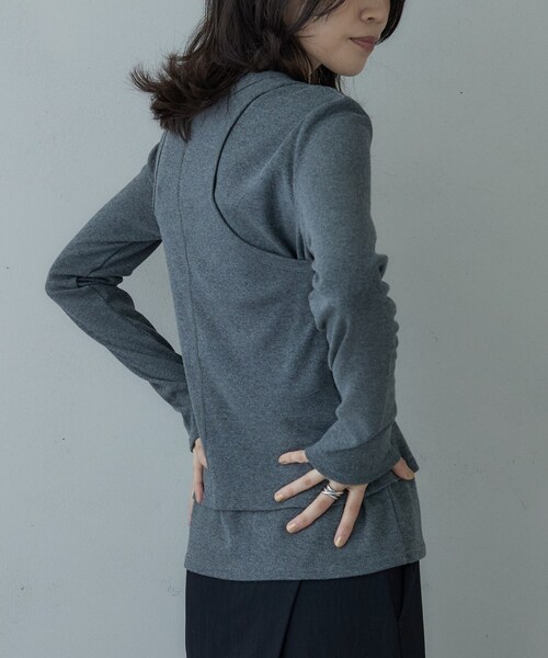 GALLEST（ギャレスト）の「タンクレイヤーフライスカットソー（Tシャツ/カットソー・レディース・ブラック/チャコールグレー/オフホワイト・38）」の6枚目の写真