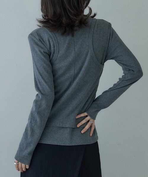 GALLEST（ギャレスト）の「タンクレイヤーフライスカットソー（Tシャツ/カットソー・レディース・ブラック/チャコールグレー/オフホワイト・38）」の7枚目の写真