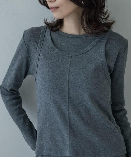 GALLEST（ギャレスト）の「タンクレイヤーフライスカットソー（Tシャツ/カットソー・レディース・ブラック/チャコールグレー/オフホワイト・38）」の8枚目の写真