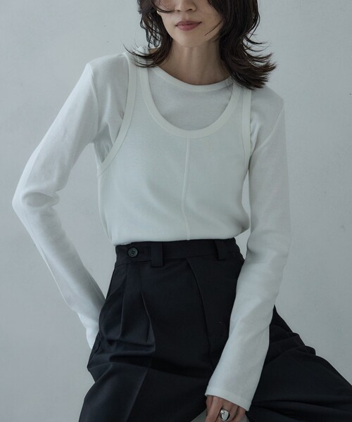 GALLEST（ギャレスト）の「タンクレイヤーフライスカットソー（Tシャツ/カットソー・レディース・ブラック/チャコールグレー/オフホワイト・38）」の11枚目の写真