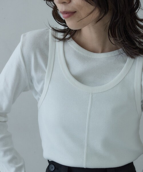 GALLEST（ギャレスト）の「タンクレイヤーフライスカットソー（Tシャツ/カットソー・レディース・ブラック/チャコールグレー/オフホワイト・38）」の14枚目の写真
