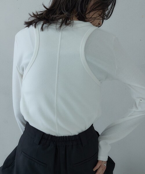 GALLEST（ギャレスト）の「タンクレイヤーフライスカットソー（Tシャツ/カットソー・レディース・ブラック/チャコールグレー/オフホワイト・38）」の15枚目の写真