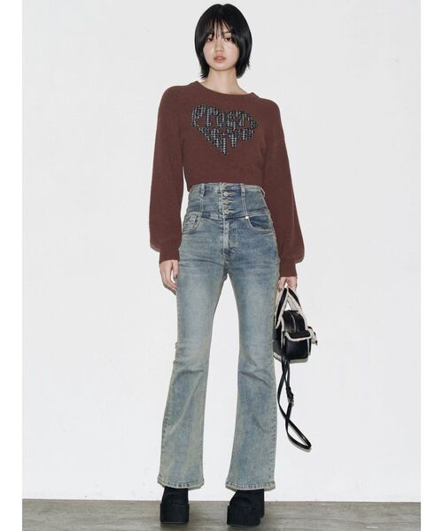 EMODA（エモダ）の「バックリボンフレアハイウエストパギンス（デニムパンツ・レディース・インディゴブルー/ブラック/ライトブルー・X-SMALL/SMALL/MEDIUM）」の19枚目の写真