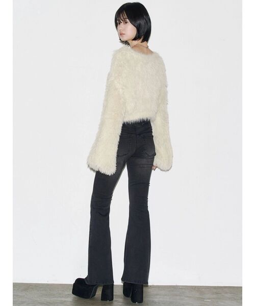 セール】バックリボンフレアハイウエストパギンス（デニムパンツ