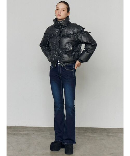 バックリボンフレアハイウエストパギンス（デニムパンツ）｜EMODA