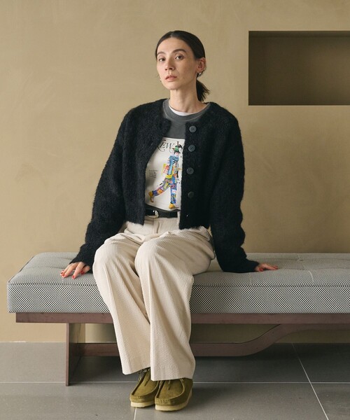 BEAUTY&YOUTH UNITED ARROWS(ビューティーアンドユースユナイテッドアローズ)の「ウールブレンド ブークレ クルーネックカーディガン(カーディガン/ボレロ・レディース・ロイヤルブルー/ブラック/オフホワイト・FREE)」の14枚目の写真