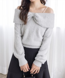 clear | パールデザインフェザーオフショルニットトップス[大人 フェミニン ガーリー]≪AW新作≫(ニット/セーター)