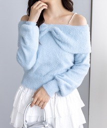 clear | パールデザインフェザーオフショルニットトップス[大人 フェミニン ガーリー]≪AW新作≫(ニット/セーター)