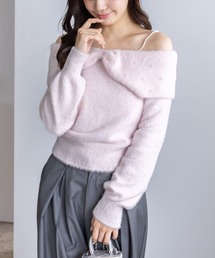 clear | パールデザインフェザーオフショルニットトップス[大人 フェミニン ガーリー]≪AW新作≫(ニット/セーター)