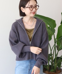 ZIPハイネックカーディガン