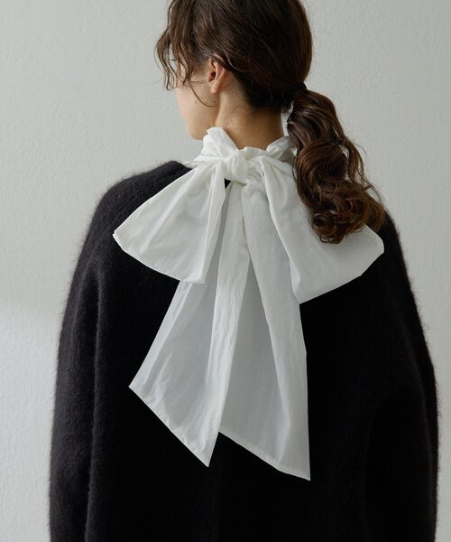 Whim Gazette（ウィムガゼット）の「ギャザーボウタイブラウス（シャツ/ブラウス・レディース・ホワイト/ブラック・FREE）」の11枚目の写真