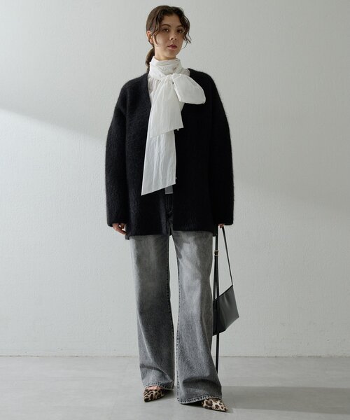 Whim Gazette（ウィムガゼット）の「ギャザーボウタイブラウス（シャツ/ブラウス・レディース・ホワイト/ブラック・FREE）」の9枚目の写真