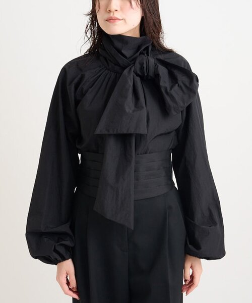 Whim Gazette（ウィムガゼット）の「ギャザーボウタイブラウス（シャツ/ブラウス・レディース・ホワイト/ブラック・FREE）」の12枚目の写真