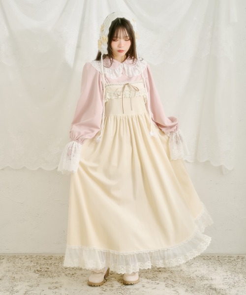 kutir(クティール)の「【クティールとレトロ】【着丈が選べる!】レースドッキングベロアキャミワンピース(ワンピース・レディース・アイボリー/ブラウン/ボルドー・SMALL/LARGE)」の1枚目の写真