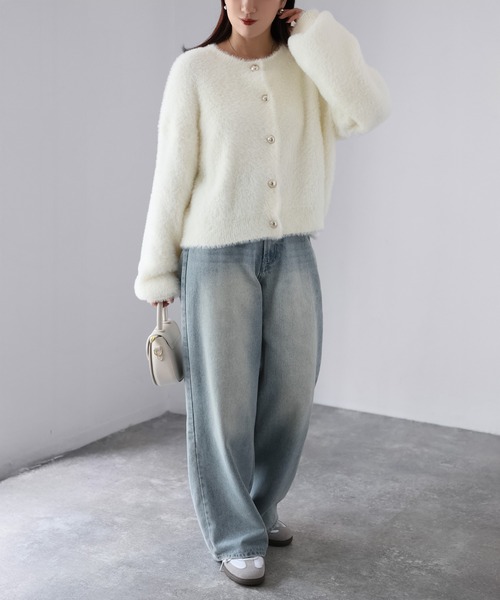 Riberry（リベリー）の「金ボタンシャギーニットカーディガン（カーディガン/ボレロ・レディース・チャコールグレー/オフホワイト/ブラック・FREE）」の13枚目の写真