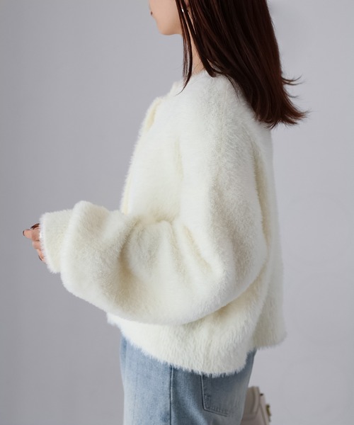 Riberry（リベリー）の「金ボタンシャギーニットカーディガン（カーディガン/ボレロ・レディース・チャコールグレー/オフホワイト/ブラック・FREE）」の17枚目の写真