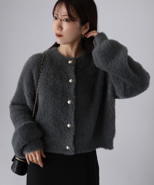 セール】金ボタンシャギーニットカーディガン（カーディガン/ボレロ