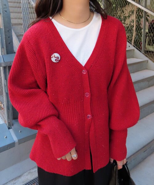 Kastane(カスタネ)の「【新色追加/5色展開】ペプラムネップニットカーディガン(ニット/セーター・レディース・チャコールグレー/ブルー/アイボリー/レッド/サックスブルー・FREE)」の5枚目の写真