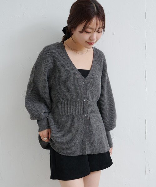 Kastane(カスタネ)の「【新色追加/5色展開】ペプラムネップニットカーディガン(ニット/セーター・レディース・チャコールグレー/ブルー/アイボリー/レッド/サックスブルー・FREE)」の16枚目の写真