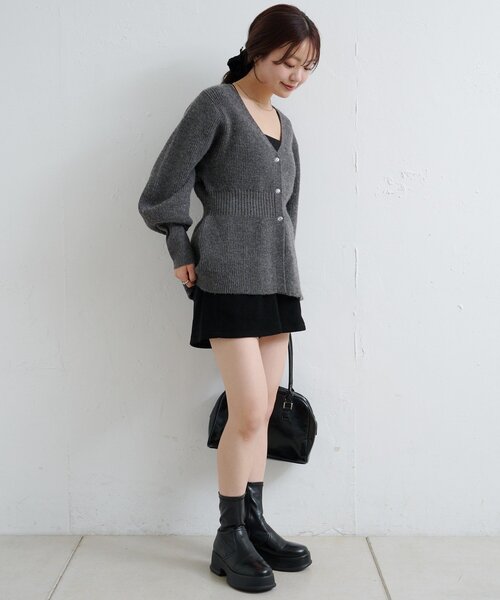 Kastane(カスタネ)の「【新色追加/5色展開】ペプラムネップニットカーディガン(ニット/セーター・レディース・チャコールグレー/ブルー/アイボリー/レッド/サックスブルー・FREE)」の20枚目の写真