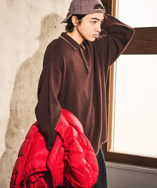 niko and...(ニコアンド)の「ラインニットポロ(ニット/セーター・メンズ・チャコール/ブラウン/グリーン/アイボリー・MEDIUM/LARGE)」の9枚目の写真