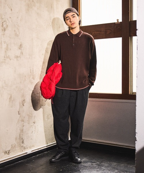 niko and...（ニコアンド）の「ラインニットポロ（ニット/セーター・メンズ・チャコール/ブラウン/グリーン/アイボリー・MEDIUM/LARGE）」の10枚目の写真