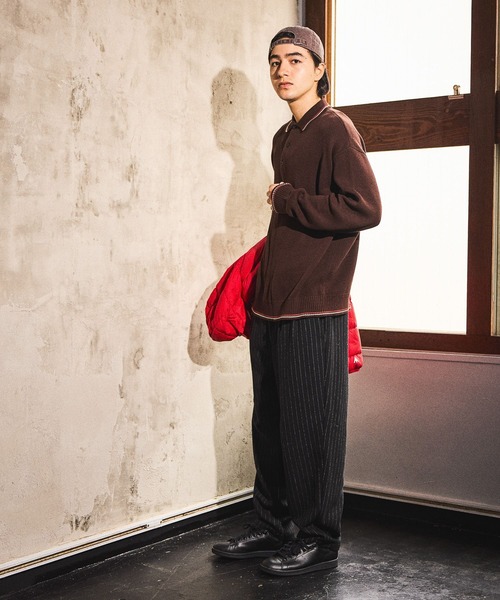 niko and...（ニコアンド）の「ラインニットポロ（ニット/セーター・メンズ・チャコール/ブラウン/グリーン/アイボリー・MEDIUM/LARGE）」の12枚目の写真