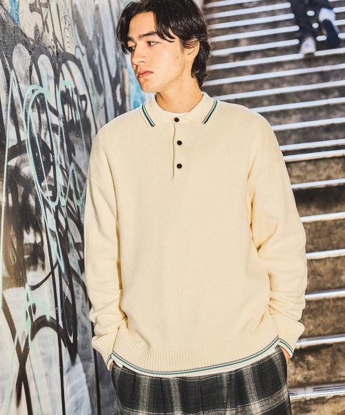 niko and...(ニコアンド)の「ラインニットポロ(ニット/セーター・メンズ・チャコール/ブラウン/グリーン/アイボリー・MEDIUM/LARGE)」の17枚目の写真