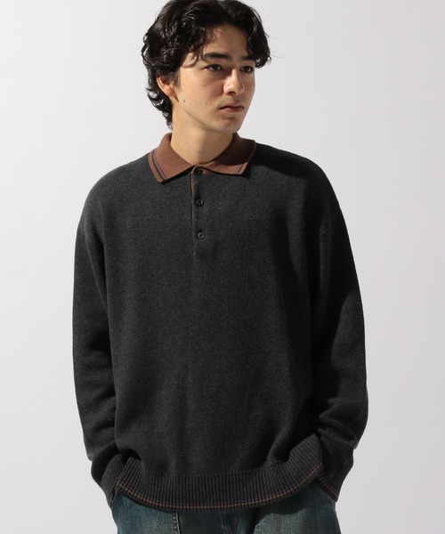 niko and...（ニコアンド）の「ラインニットポロ（ニット/セーター・メンズ・チャコール/ブラウン/グリーン/アイボリー・MEDIUM/LARGE）」の21枚目の写真