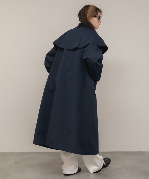 original】3WAYケープ付ロングコート / ステンカラー スタンドカラー