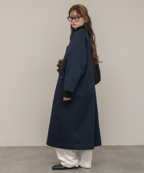 original】3WAYケープ付ロングコート / ステンカラー スタンドカラー