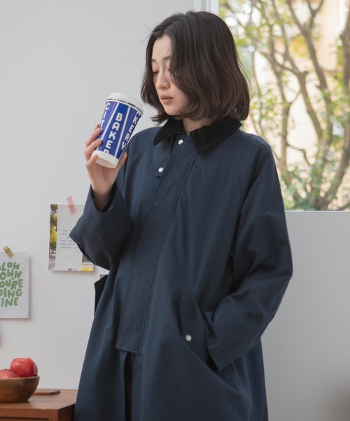 original】3WAYケープ付ロングコート / ステンカラー スタンドカラー