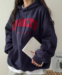 【裏起毛】英字刺繍ビッグシルエットパーカー