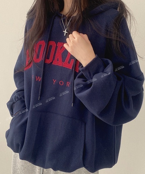 Teem Store(チームストア)の「【裏起毛】英字刺繍ビッグシルエットパーカー(パーカー・レディース・オートミール/ネイビー/グレー・F)」の17枚目の写真
