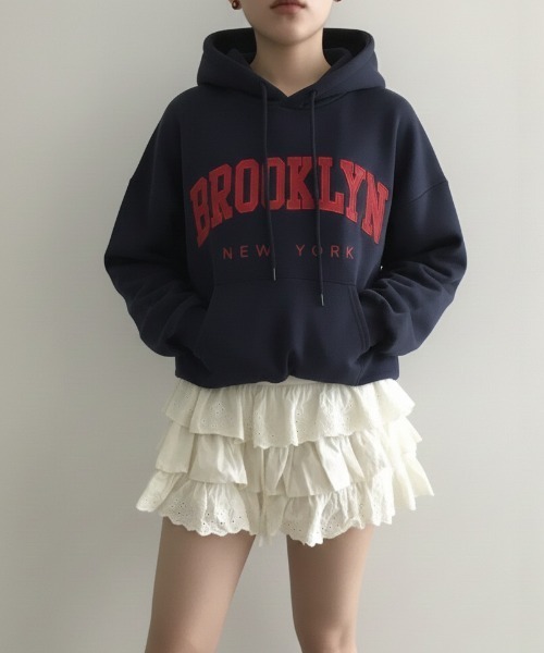 Teem Store(チームストア)の「【裏起毛】英字刺繍ビッグシルエットパーカー(パーカー・レディース・オートミール/ネイビー/グレー・F)」の13枚目の写真