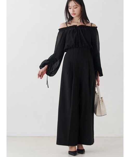 MERCURYDUO（マーキュリーデュオ）の「ボリュームスリーブドッキングロンパース（ワンピース・レディース・アイボリー/ブラック・SMALL/MEDIUM）」の6枚目の写真