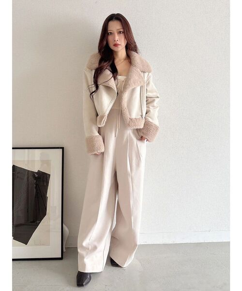 MERCURYDUO（マーキュリーデュオ）の「ボリュームスリーブドッキングロンパース（ワンピース・レディース・アイボリー/ブラック・SMALL/MEDIUM）」の15枚目の写真