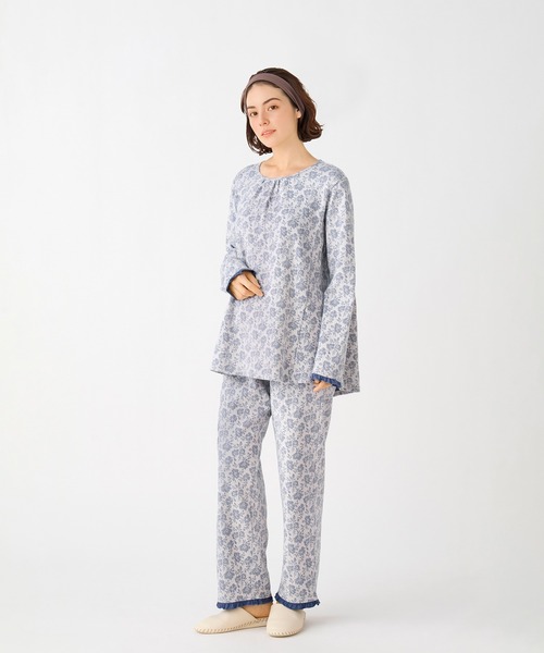 KID BLUE（キッドブルー）の「キッドブルー -２５接結フラワーＪＱ -長袖パジャマ -KNCK538 -kidblue（ルームウェア/パジャマ・レディース・ミント/アイボリー・L/M）」の3枚目の写真
