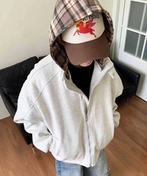 NOWLE（ノウル）の「【NOWLE】チェック柄フード付き スタンドカラー フェイクレイヤード ブルゾン（ブルゾン）」