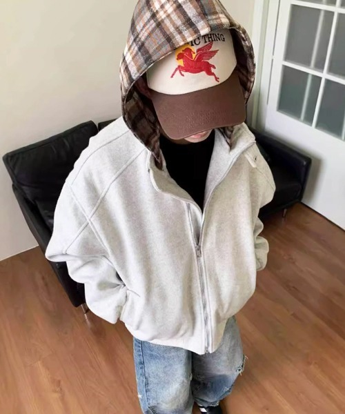 NOWLE（ノウル）の「【NOWLE】チェック柄フード付き スタンドカラー フェイクレイヤード ブルゾン（ブルゾン・メンズ・アッシュ/ブラウン・MEDIUM/LARGE/X-LARGE）」の5枚目の写真