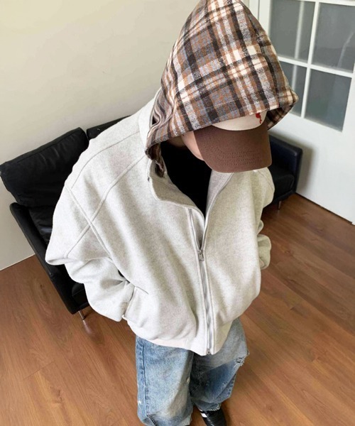 NOWLE（ノウル）の「【NOWLE】チェック柄フード付き スタンドカラー フェイクレイヤード ブルゾン（ブルゾン・メンズ・アッシュ/ブラウン・MEDIUM/LARGE/X-LARGE）」の6枚目の写真